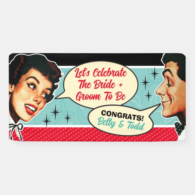 Really Retro Couples Wedding Shower Banner (Horizontal)