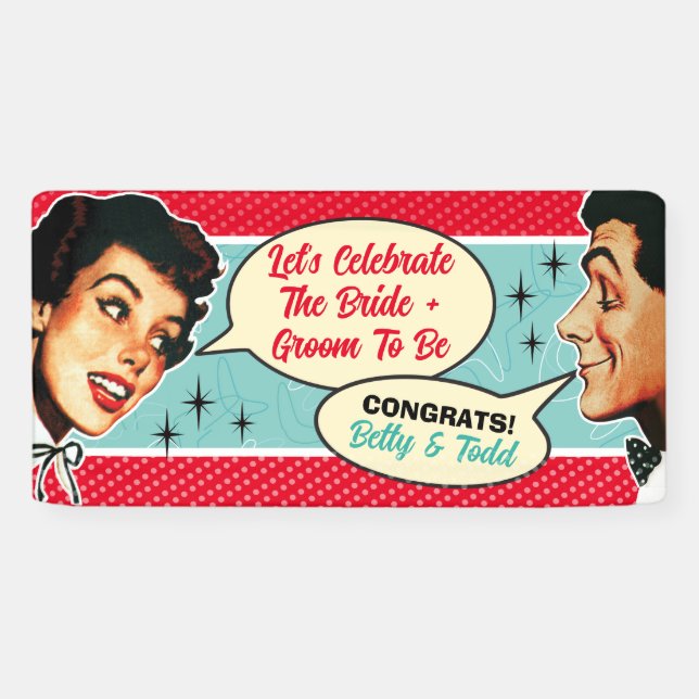 Really Retro Couples Wedding Shower Banner 2 (Horizontal)