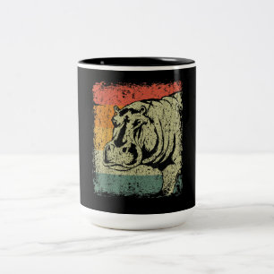 Really Vintage Hippopotamus Hippo Hippo Lover Two-Tone Coffee Mug