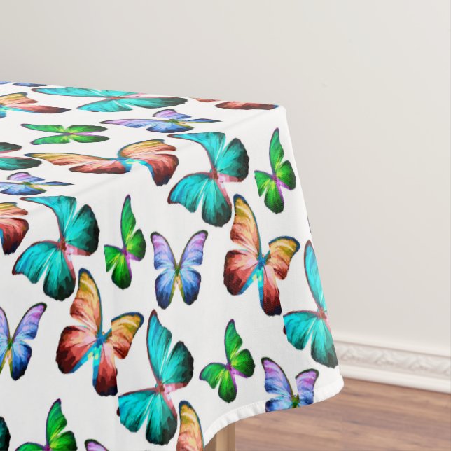 Realm of Morpho Blue  Exotic Butterflies Pattern Tablecloth (In Situ)