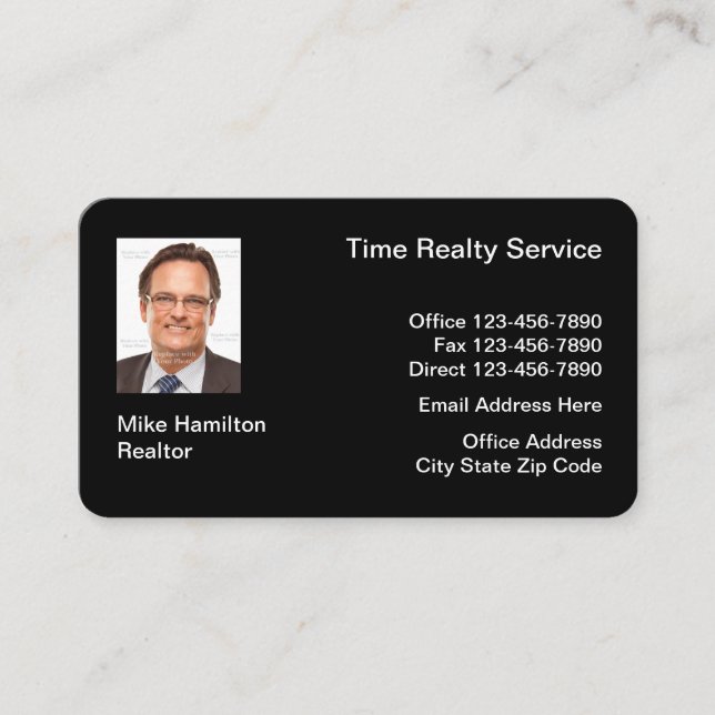 Realtor Add Your Photo Business Card (Front)