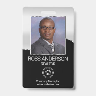 Realtor Agent in Black and Silver Badge