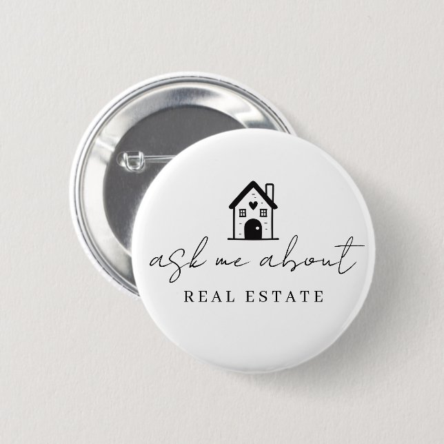 Realtor Ask Me About Real Estate Promotional  2 Inch Round Button (Front & Back)