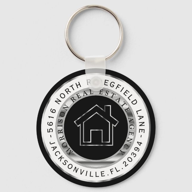 Realtor - Black, Silver and White  Keychain (Front)
