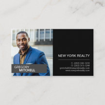Realtor Black & Silver with Portrait Business Card
