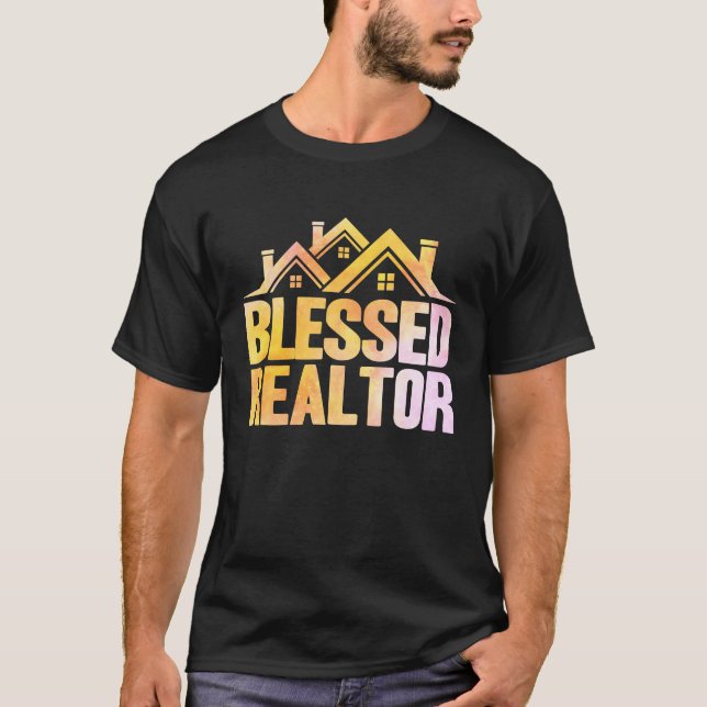 Realtor Blessed Realtor Watercolor T-Shirt (Front)
