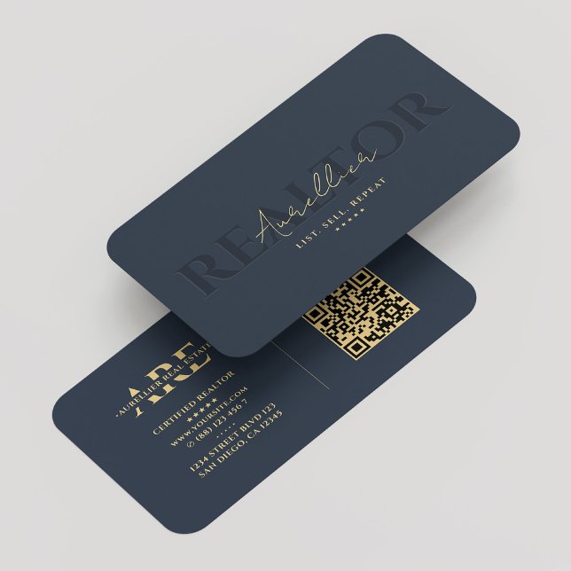 Realtor Blue Real Estate Agent Monogram Modern Business Card (Realtor Blue Real Estate Agent Monogram Modern Business Card
)