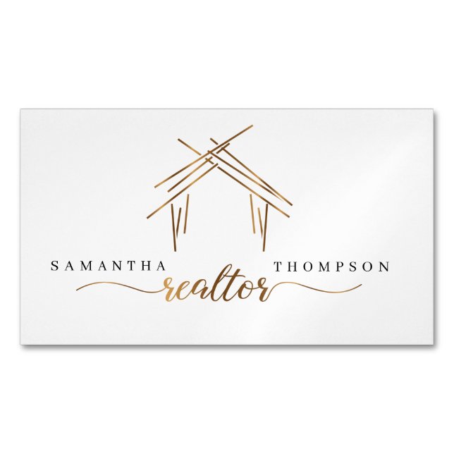 Realtor branding with house in gold  	Magnetic business card (Front)