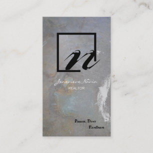 Realtor Business Card Grey Blue Rock Monogram