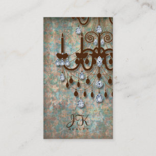Realtor Business Card Vintage Damask Chandelier