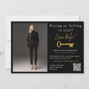 Realtor Buying Selling Real Estate 2026 Gold Key Holiday Card