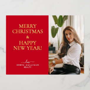 Realtor Christmas Holidays Postcard - Gold Foil