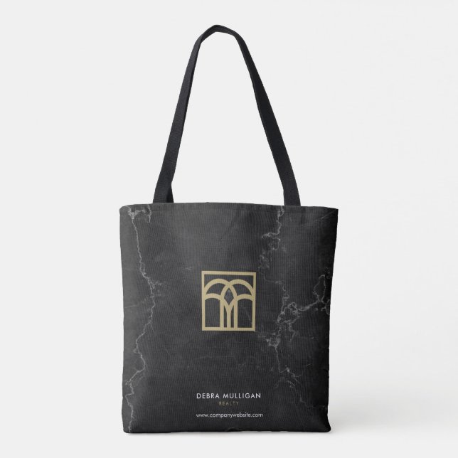 Realtor client modern custom gift tote bag (Back)