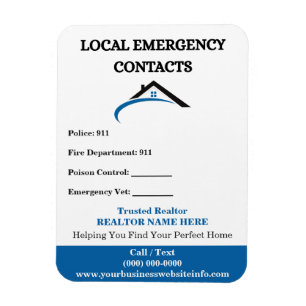 Realtor Closing Gift Local Emergency  Fridge  Magnet