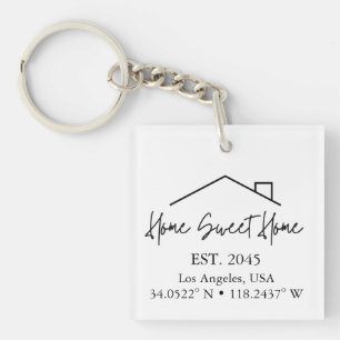 Realtor Closing Gift New Home Coordinates Keychain