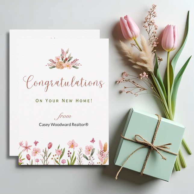 Realtor Congratulations Personalized Flowers Card (Creator Uploaded)