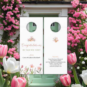 Realtor Congratulations Personalized Flowers Door Hanger