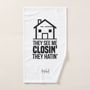 Realtor Estate Agent Brag Gag Personalized Hand Towel