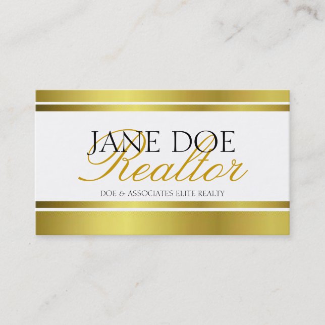 Realtor Gold Metallic Script Business Card (Front)