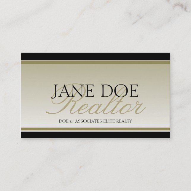 Realtor Gold Script Fade Real Estate Agent Broker Business Card (Front)