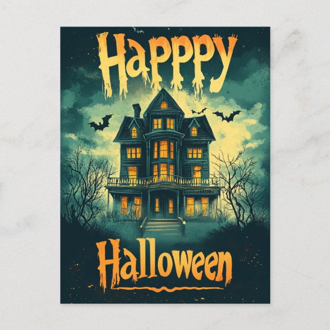 Realtor Halloween Haunted House Advertising Holiday Postcard (Front)