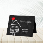 Realtor House Thank You Note Card<br><div class="desc">If you are a realtor, you are probably in need of realtor thank you cards. This realtor thank you card features a cute house which looks like it was drawn in white chalk on a chalkboard. A red heart is coming from the chimney. The words "Thank You" appear in large...</div>