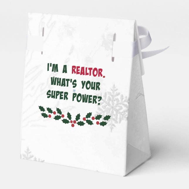 Realtor Humour, Holiday Colours Favor Box (Back Side)