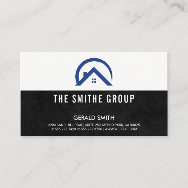 Realtor Icon | Black Texture Business Card (Front)