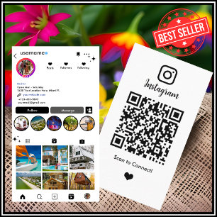 Realtor Instagram Real Estate Agent White QR Code Business Card