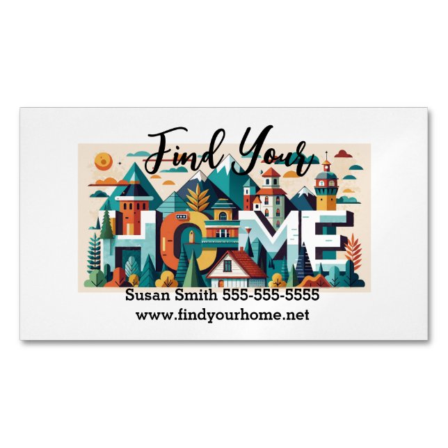 Realtor Magnet Carte de visite "Trouvez votre mais (devant)