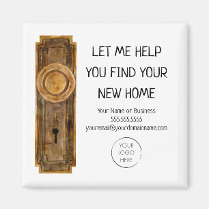 Realtor Marketing Contact Old Vintage Door Knob  Magnet