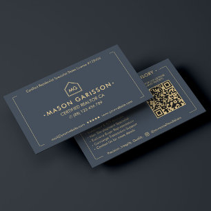 Realtor Minimal Real Estate Advisor Dark Blue Business Card