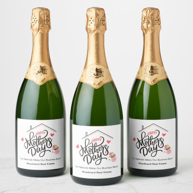 Realtor Mother's Day | Referrals Appreciation  Sparkling Wine Label (Bottles)