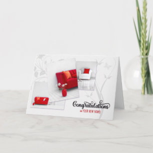 Realtor New Home Congratulations in Modern Red Card