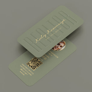 Realtor Notary Mortgage Photo Sage Green Modern Business Card