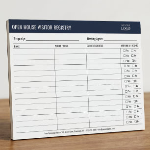 Realtor Open House Visitor Registry Guest Sign In Notepad