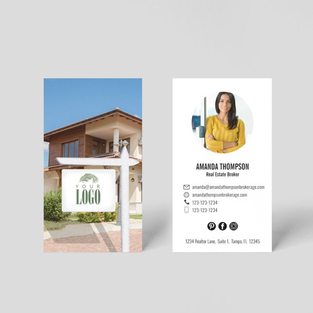Realtor Photo personnalisée Ajouter votre Carte de (Real estate agent or broker business card template.)
