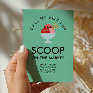 Realtor Pop By Call Me for the Scoop Ice Cream Postcard