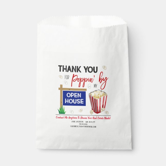 Realtor Popcorn Open House Treat Bags (Front)