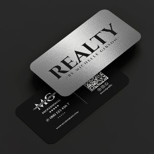 Realtor Property Manager Silver Realty Black Business Card