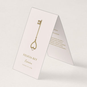 Realtor Real Estate Agent Gold Key QR Blush Pink Business Card