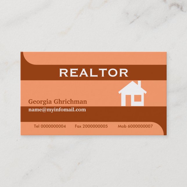 Realtor/Real estate business cards- coral Business Card (Front)