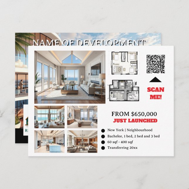 Realtor real estate editable property development postcard (Front/Back)