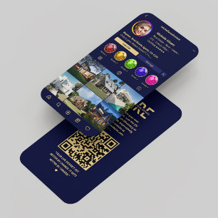 Realtor Real Estate Navy Blue Instagram Modern Business Card