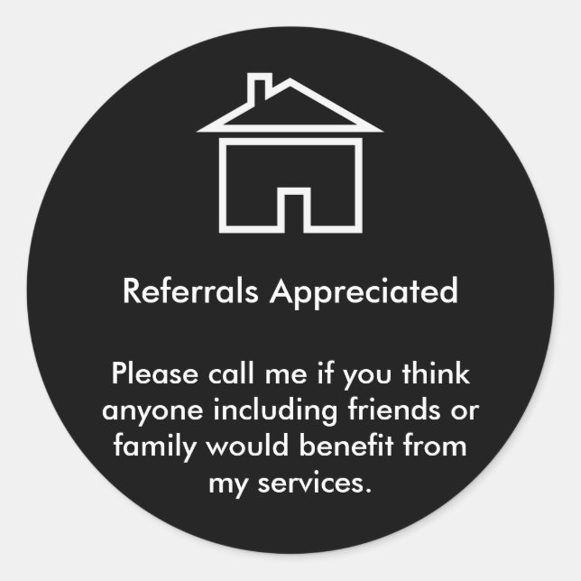 Realtor Referral Appreciation Classic Round Sticker (Front)