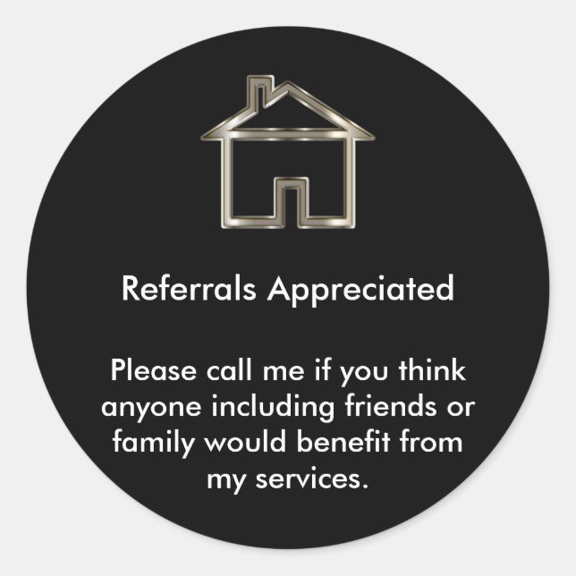 Realtor Referral Appreciation Classic Round Sticker (Front)