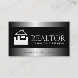 Realtor Silver Metal Metallic Border Business Card