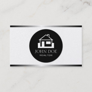 Realtor Silver Metal Metallic Border Business Card