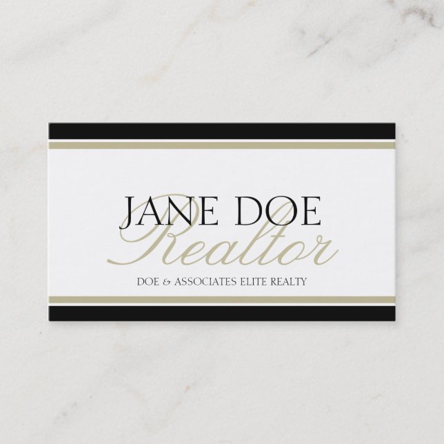 Realtor Tan Script Business Card (Front)