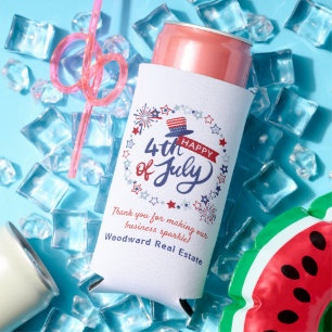 Realtor Thank You   4th of July Summer Patriotic  Seltzer Can Cooler